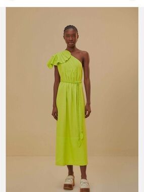 NWT Farm Rio GREEN ONE SHOULDER
LEAF MAXI DRESS - XL